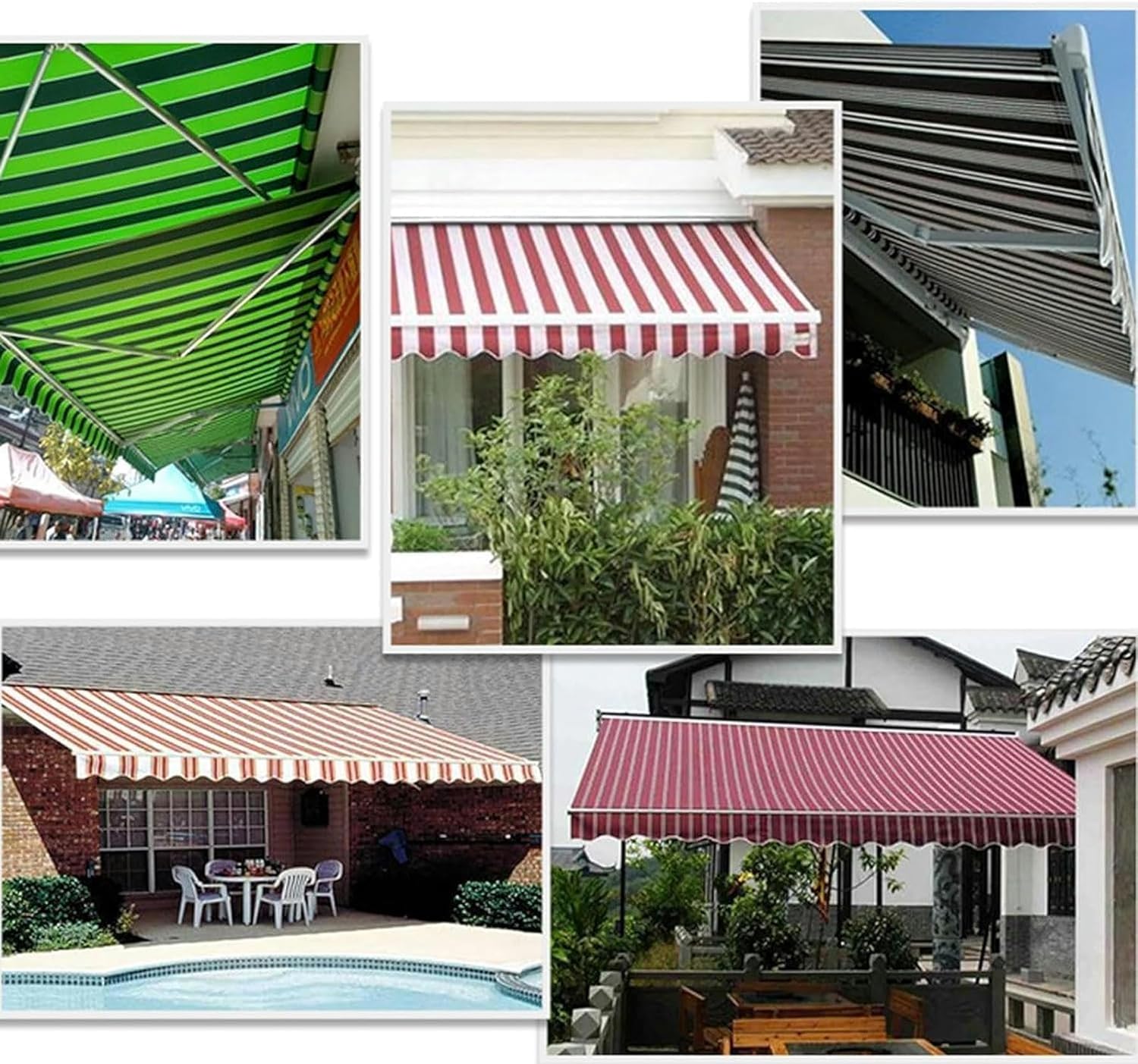 AMNOOL Retractable Patio Awning Fabric Outdoor Garden Canopy Cover Water-Resistant Polyester Sun Shade Shelter Canvas with Uv Protection for Balcony, Shop, Cafe, (Size:3.5x2.5m,Color:Blue Whit