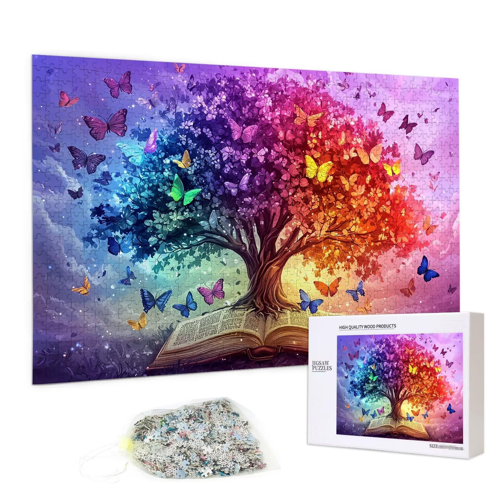 Puzzle 2000 Piezas, Puzzle Árbol de Vida con Caja Regalo para Adultos, DIY 2000 Piezas Rompecabezas de Madera para Adultos, Rompecabezas Desafiante para Decoración Hogar y Paredes, Regalo Mujer, A-43