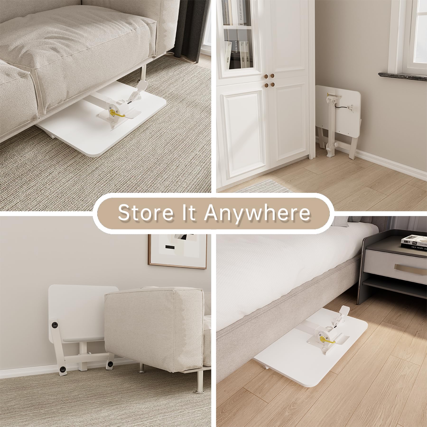 25 Inch Mobile Folding Desk - No Assembly Pneumatic Sit-Stand Desk 29-42 Height Adjustable Rolling Laptop Desk with — view 8