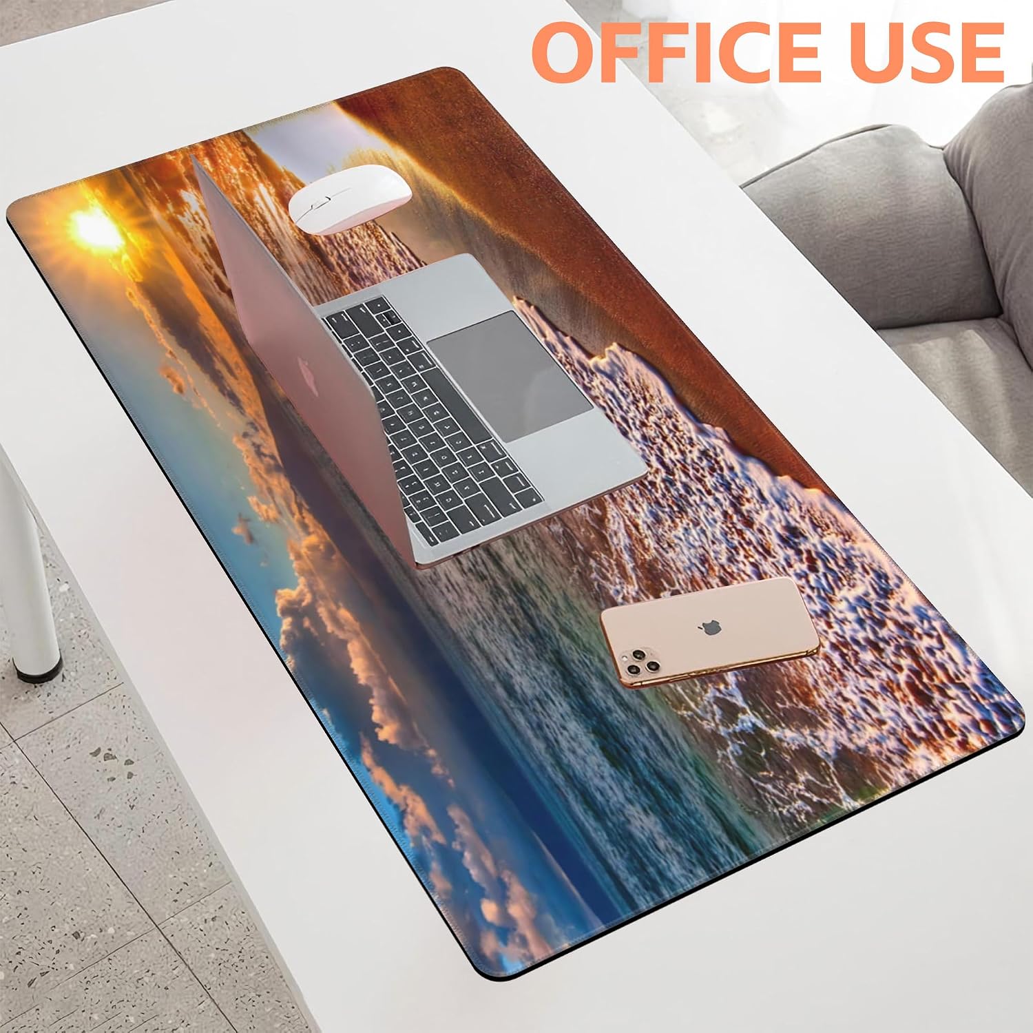 Mouse Pad Large Nice Sunset Non-Slip Game Desk Mat with Stitched Edge Laptop Keyboard Desk Pad for Work Home Gaming (35.4 x 15.7 Inches) image 5