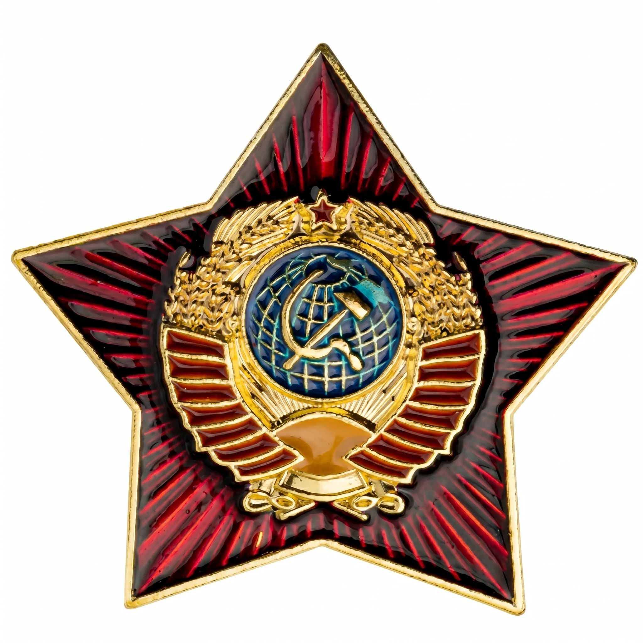 FREECROWS Historical Eastern Bloc State Heritage Artifact – Commemorative Radiant Star Attachment – Museum-Grade Service Insignia – Polished Gold-Toned Collective Piece