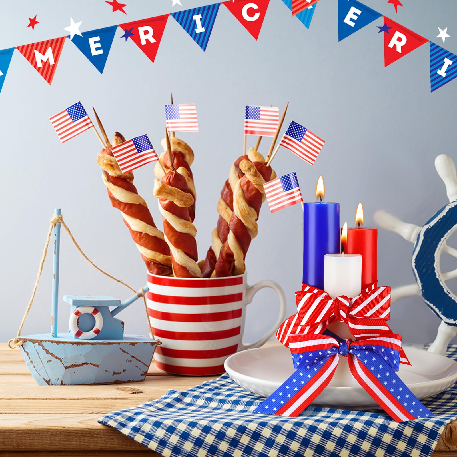 Amazon.co.jp: Yexiya 7月4日キャンドル リボン付き 愛国心が強い素朴