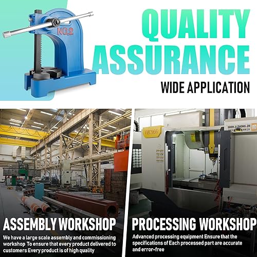 Miniatura 7 de 2 Ton Arbor Press, with 3 Drifts, 17.32"H x 15.35"L Manual Arbor Press, for PunchingCarving (2T Blue)