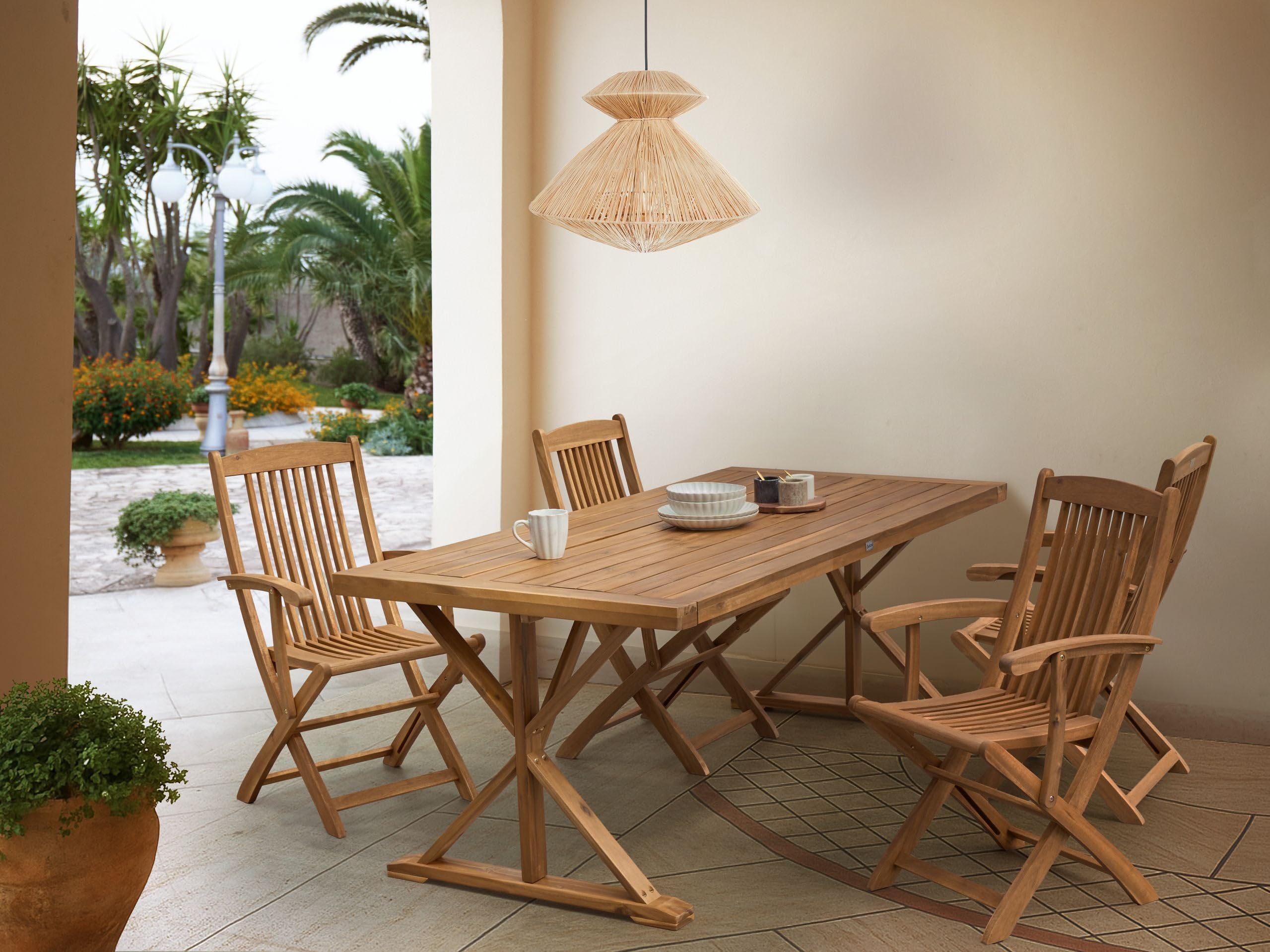 Beliani Gartentisch Akazienholz braun rechteckig 180 x 90 cm für 6 Personen Calabritto