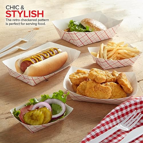 Miniatura 7 de Stock Your Home - Bandejas de papel a cuadros rojas