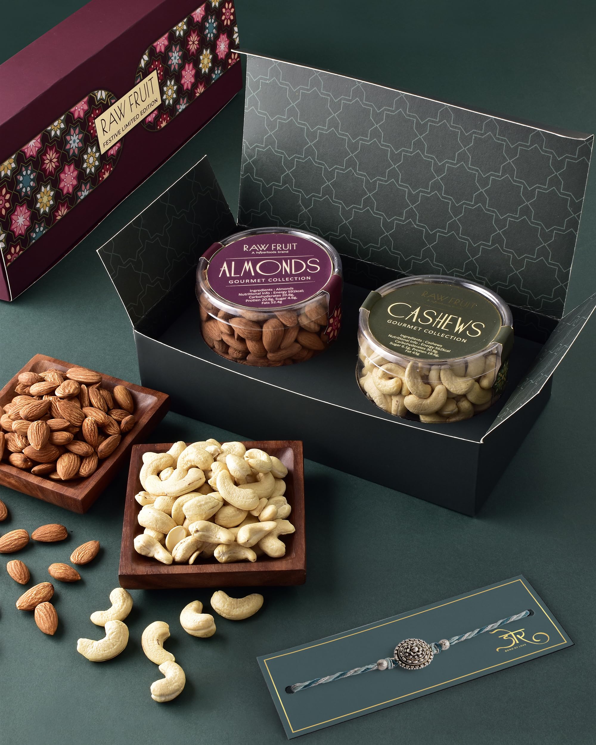 HYPERFOODS Rakhi With Dry Fruits Combo Rakhi For Brother Single Rakhi Set Rakhi Combo For Brother Rakhi With Gift Small Pet Jars Pack Of 2 Dry Fruits Cashewnut & Almonds Chakra Rakhi Set (B0CCMKLR5G) Amazon Price History, Amazon Price Tracker