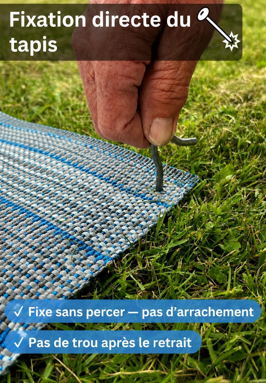 JOLAX Tappeto per tende da campeggio, per esterni, 500 g/m², piacevolmente morbido, traspirante, lavabile in lavatrice, antiscivolo, stabilizzato ai raggi UV, con borsa per il trasporto, 300 x 450 cm