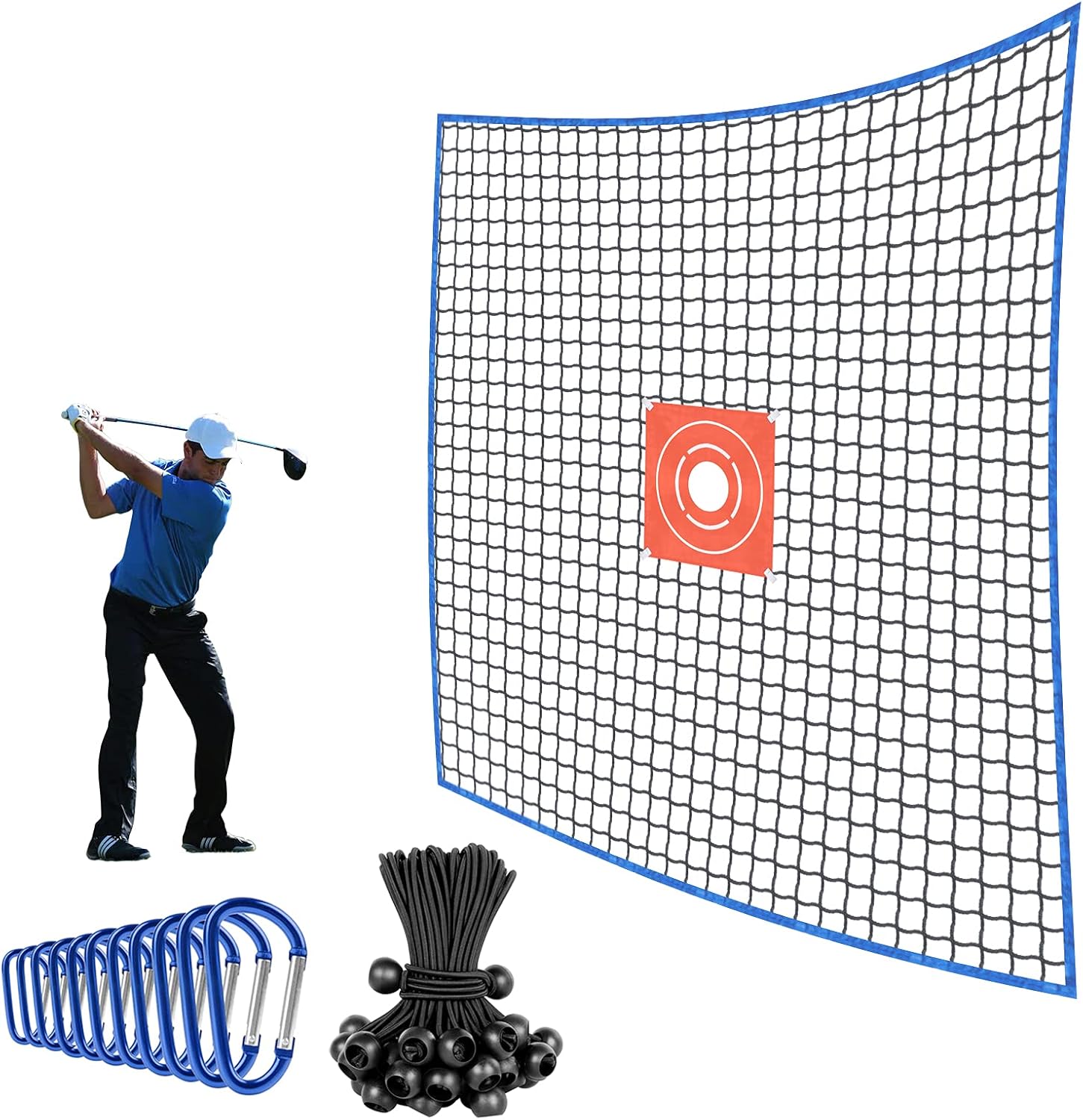SAPLIZE Golf Practice Barrier Net, High Impact Golf Ball Hitting Netting, 10x10 ft Heavey Duty Golf Containment Net, Blue : Sports & Outdoors