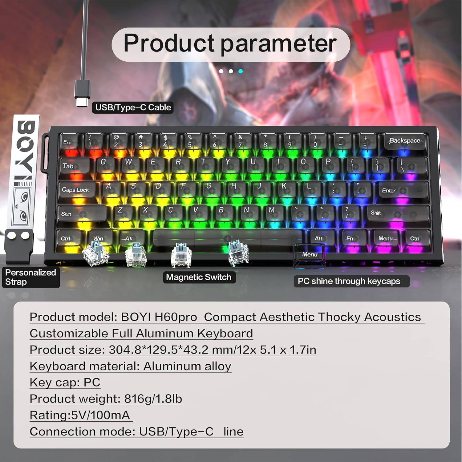 BOYI TD31Pro Numpad Keyboard&H60Pro Magnetic Switch Gaming Keyboard Mini Mechanical Numpad,BT5.0/2.4G/Type-C Wireless Numeric Keypad