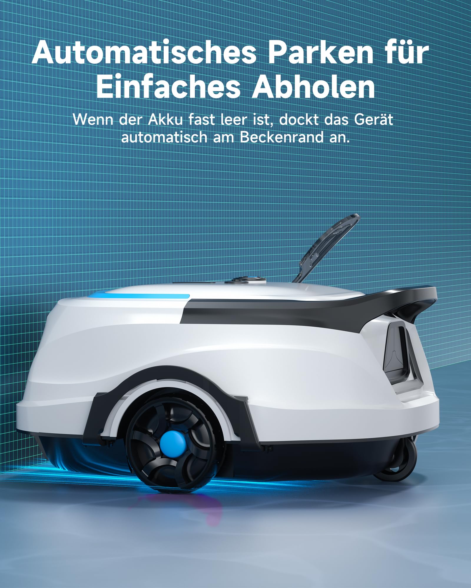 WYBOT A1/OS2010 Kabelloser Poolroboter, Poolroboter Akku 120 Min Laufzeit, Doppelsiebe, Reinigt Flache Aufstellpools Bis 100 M², Ideal für Poolroboter für Aufstellpool,Eisblau