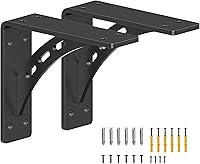 7 inch x 6 inch Heavy Duty Shelf Brackets , Max Load 1100 Lbs ,Premium Alloy Metal Mantel Brackets (Set of 2) Fireplace Mantel Brackets - Countertop Support (7" x 6" )