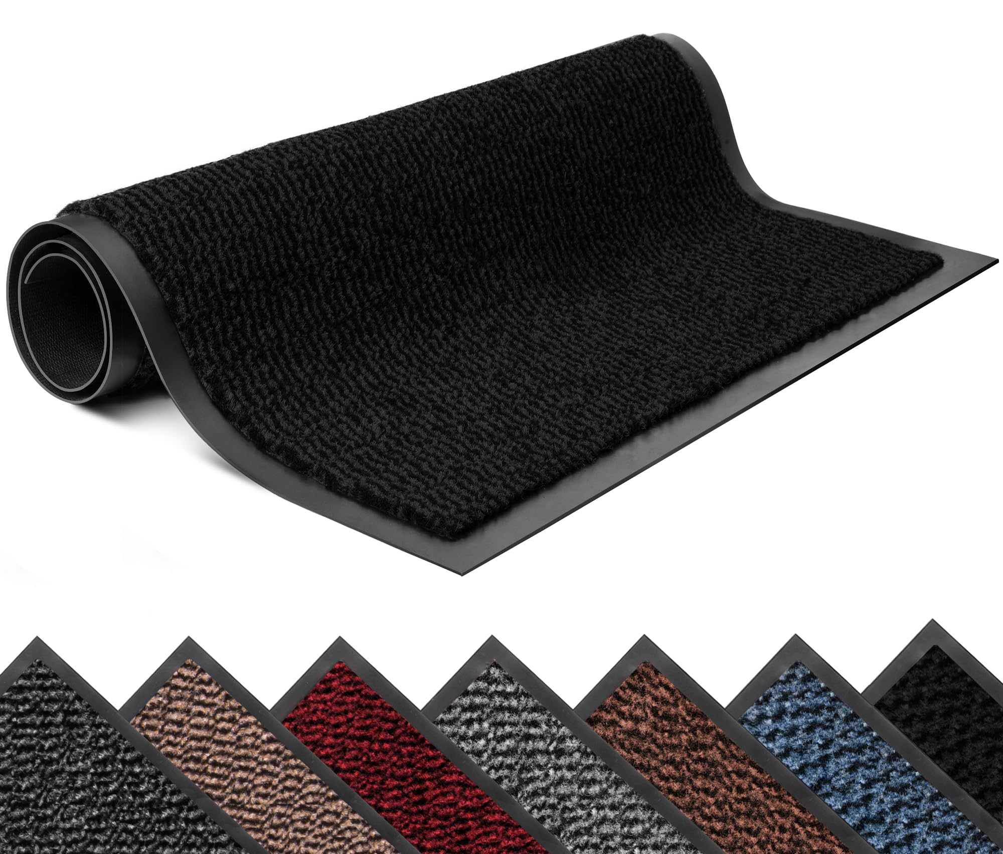 Lexell Non-Slippery Heavy Duty Door Mats – Large & Stylish Washable Rubber Doormats for Indoor & Outdoor – Perfect Dust Grabbing Floor Mat (Black-waved, 80 x 120 cm) — image 1