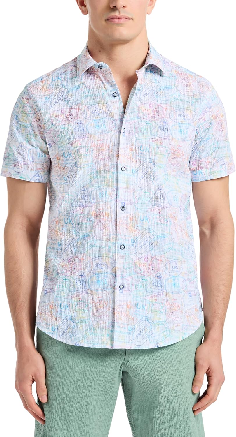 Robert Graham Men's Passport Short Sleeve Button Down Woven Shirt