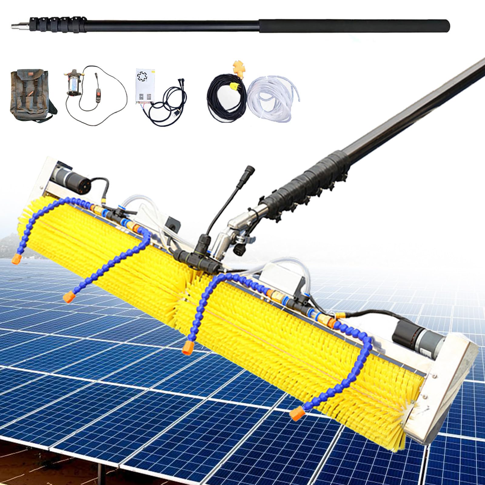 Limpia Placas Solares, Máquina de Limpieza de Lavado de Paneles fotovoltaicos con Varilla telescópica, Alimentada por Agua, Limpia Vidrios, Ideal Lavado Camiones,Cartelería,Mainspower-6m