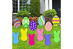 12PCS Easter Yard Decorations Bunny Easter Eggs Yard Stakes