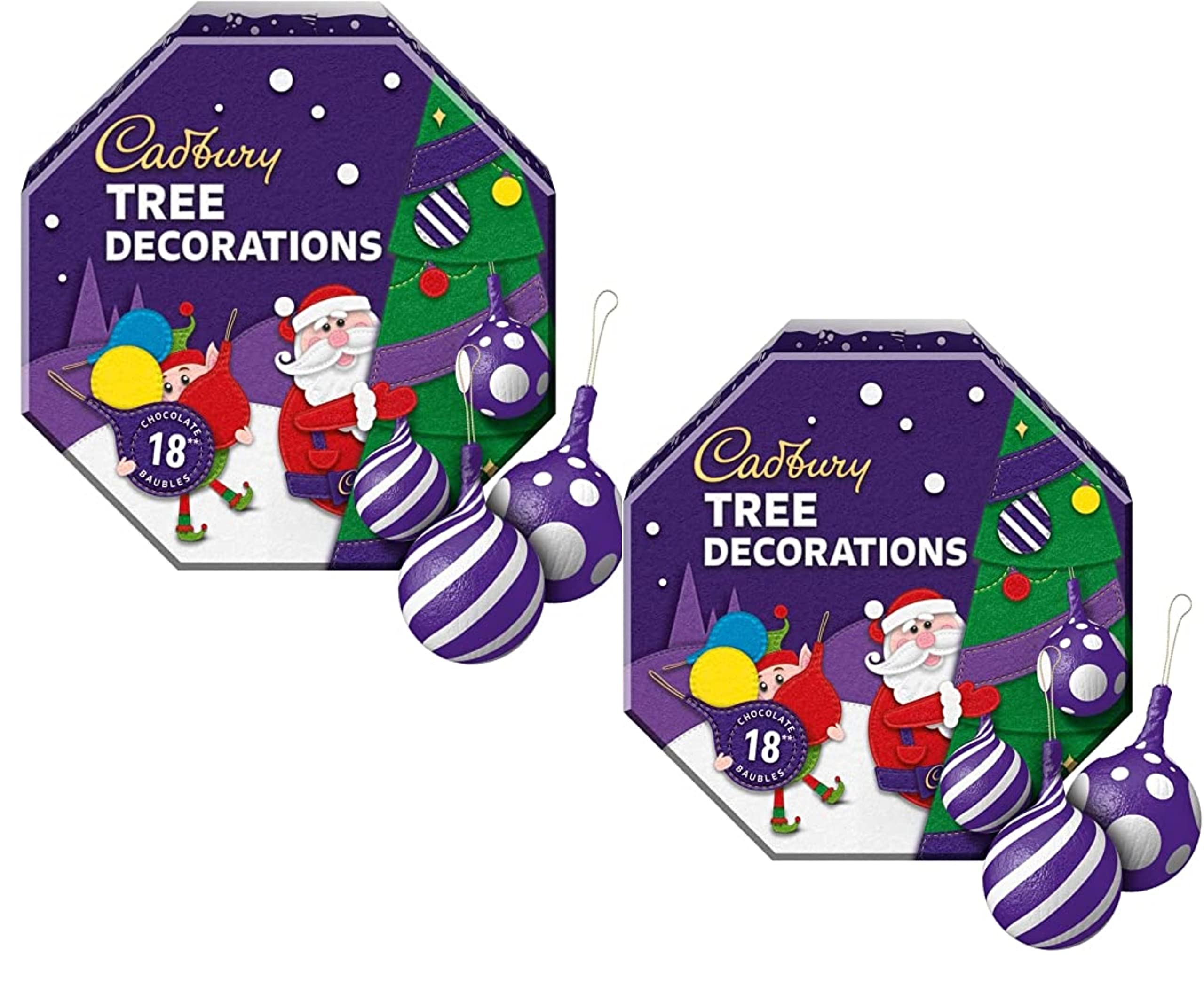 Cadbury Christmas Tree Chocolate Decorations Pack of 2 - Dairy Milk Chocolate Tree Decorations 108g Each - Christmas Tree Festive Treats - Stockings Fillers
