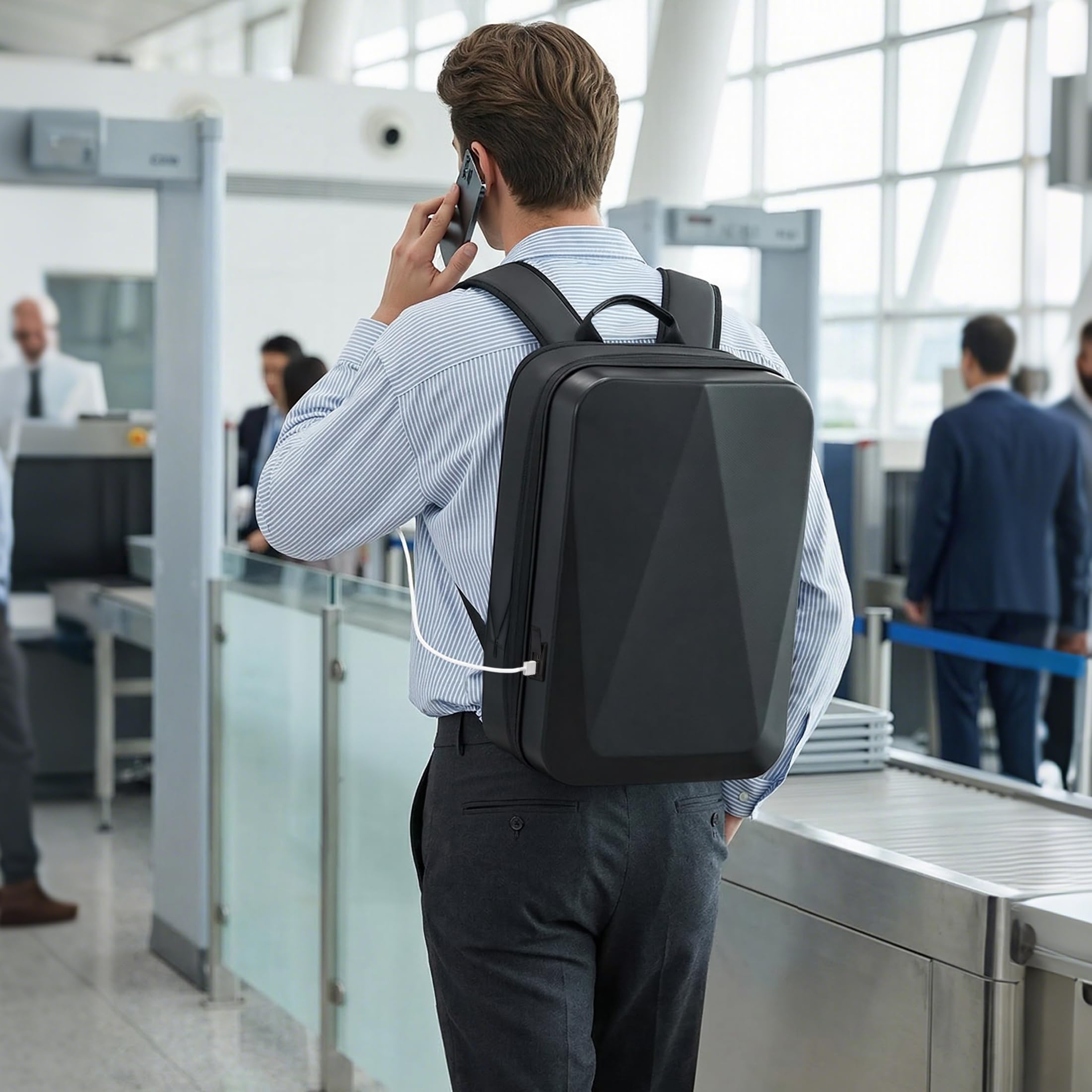 VARLIVOO Sac à Dos Ordinateur Portable Extensible Homme 15,6 Pouces, Antivol Imperméable avec Port USB, Sac à Dos PC Rigide pour Travail, Voyage et Loisirs, Noir A, Extensible