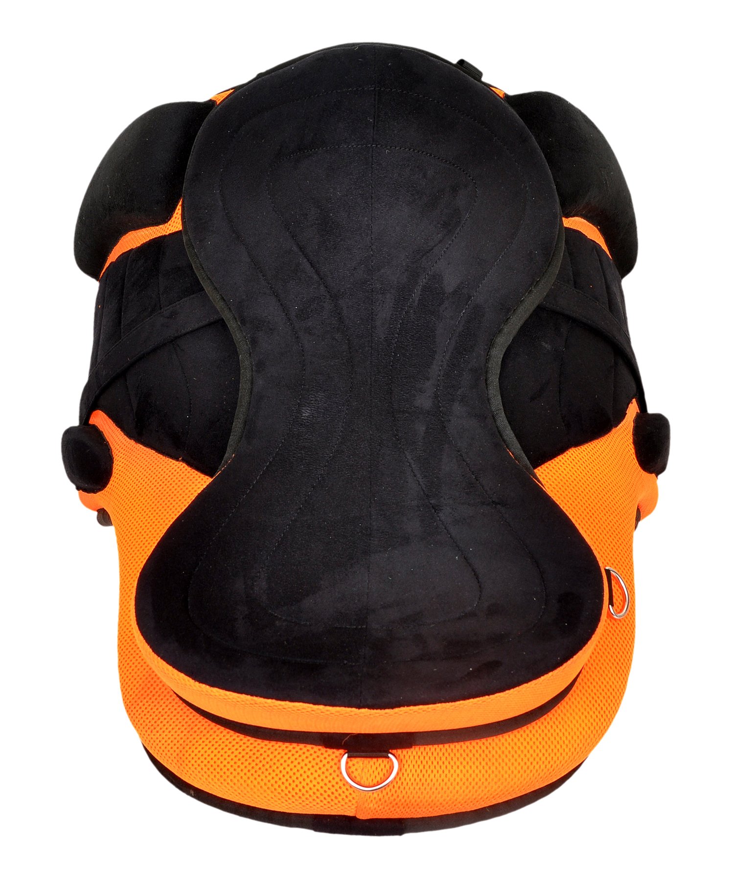 Y&Z Enterprises Sella per Cavallo Inglese Senza Albero Sintetico Multiuso per Tutti Gli Usi con Circonferenza e Cinturino abbinati (Seduta da 39,4 cm, Arancione)