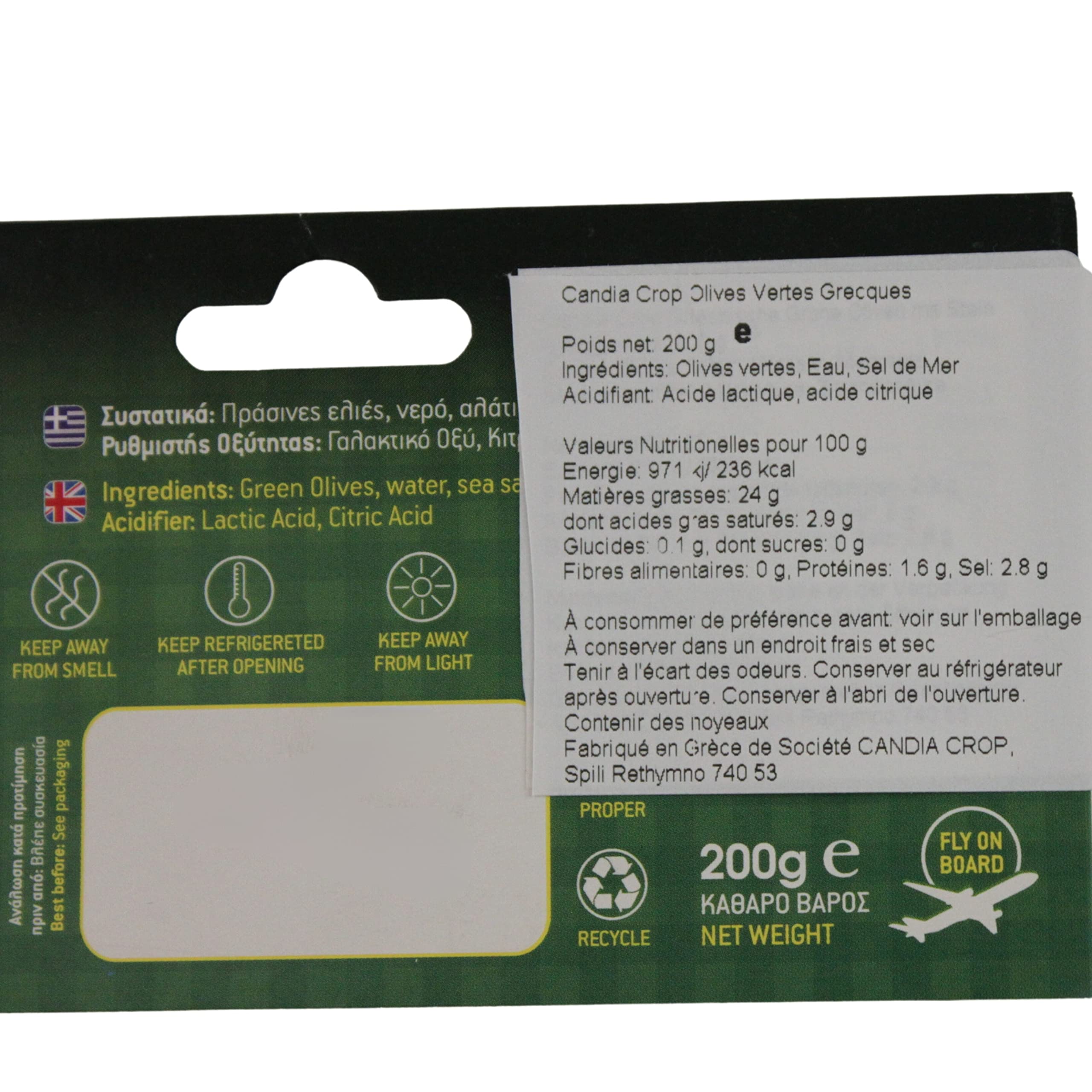 Candia Crop Aceitunas Verdes Griegas con Hueso, Paquete de 5 x 200g (Total: 1 kg) — view 2