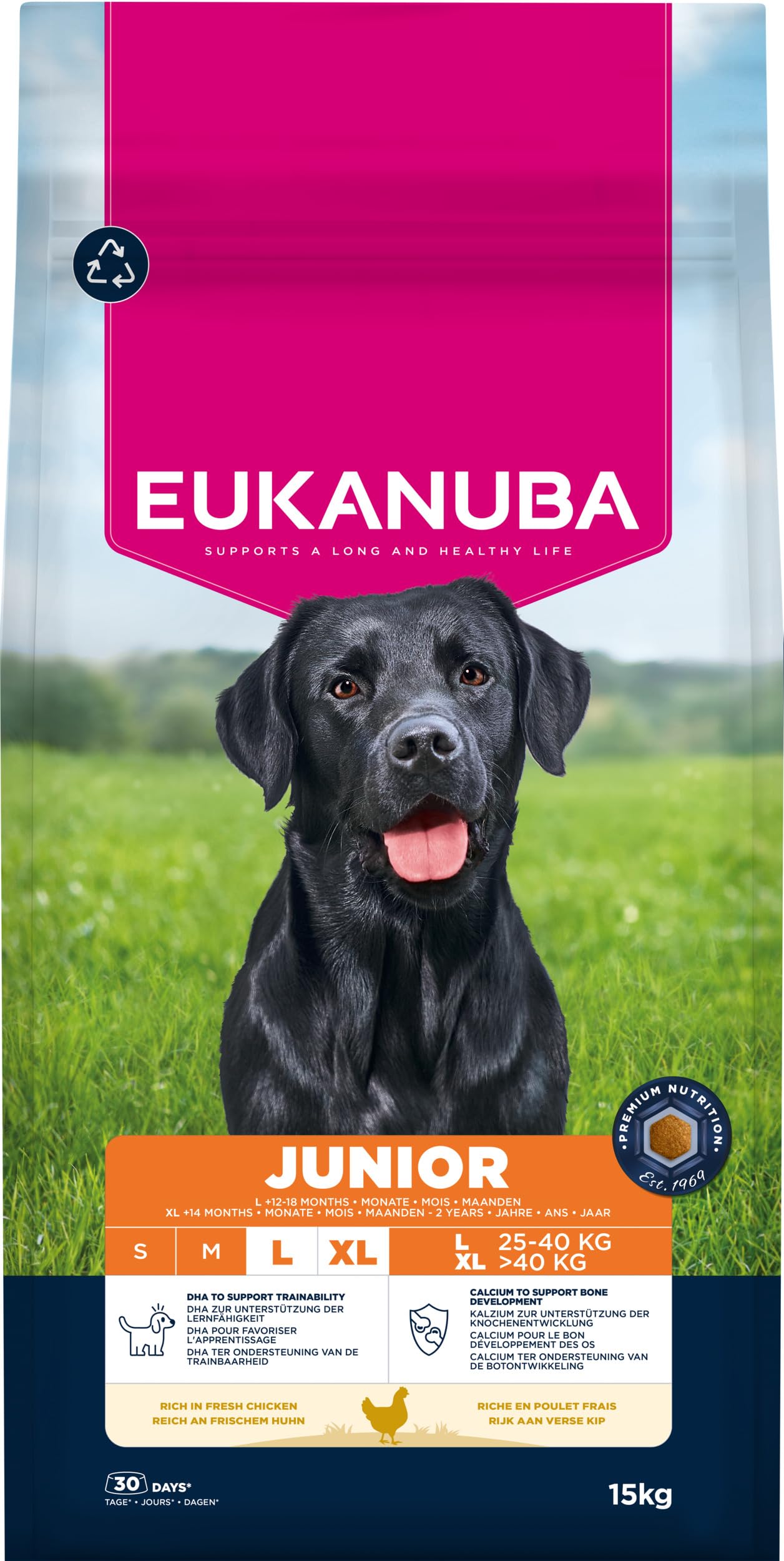 EUKANUBA Life Care Junior Grande Race Poulet Frais 15 kg
