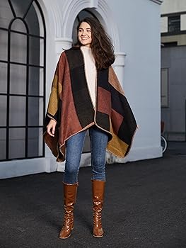 MissShorthair Women's Printed Shawl Wrap Fashionable Open Front