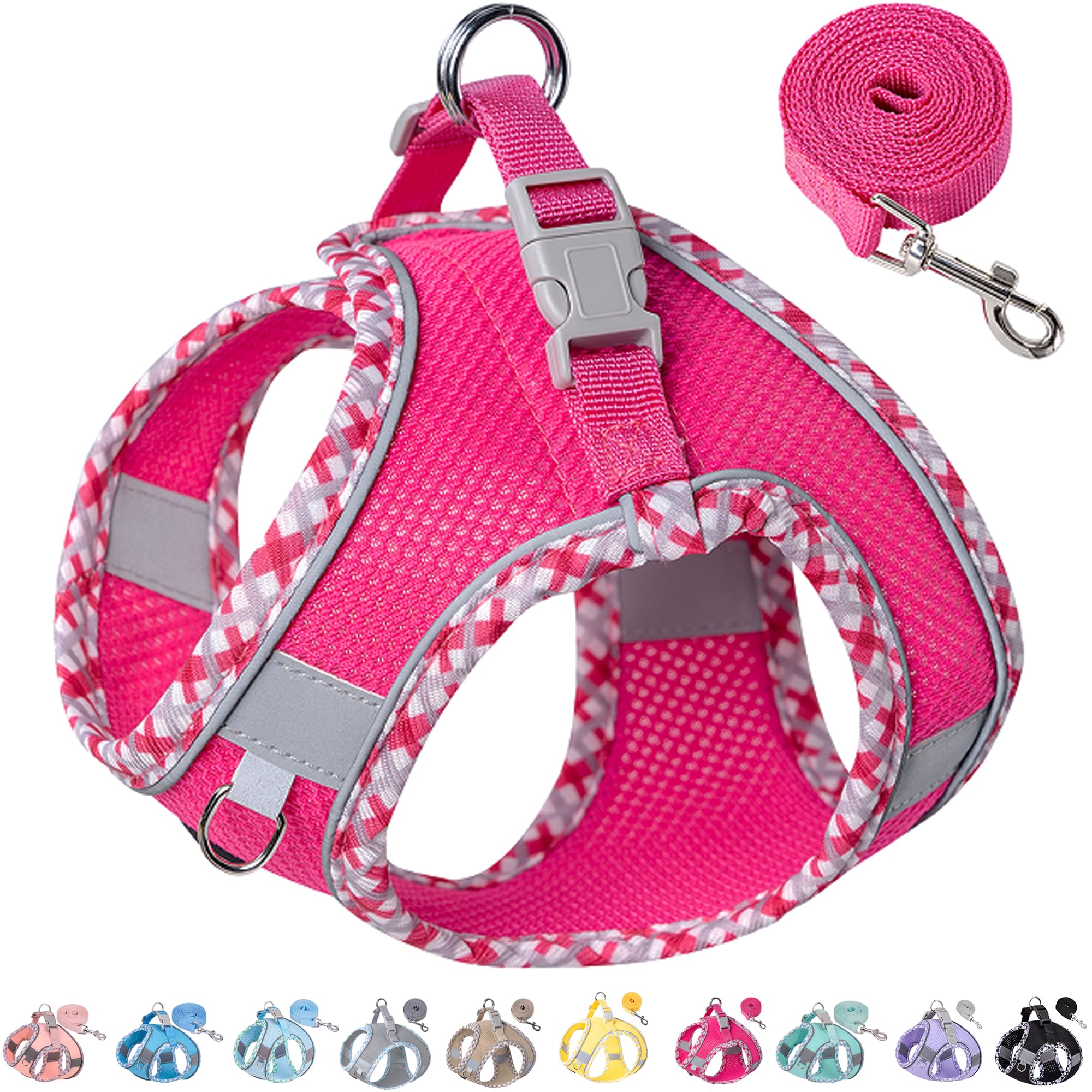 Petank Dog Harness for Small Medium Dogs No Pull, Puppy Harness and Leash Set for Walking, Running, Training, Small Dog Harness, Medium Dog Harness (Rose Red, S)