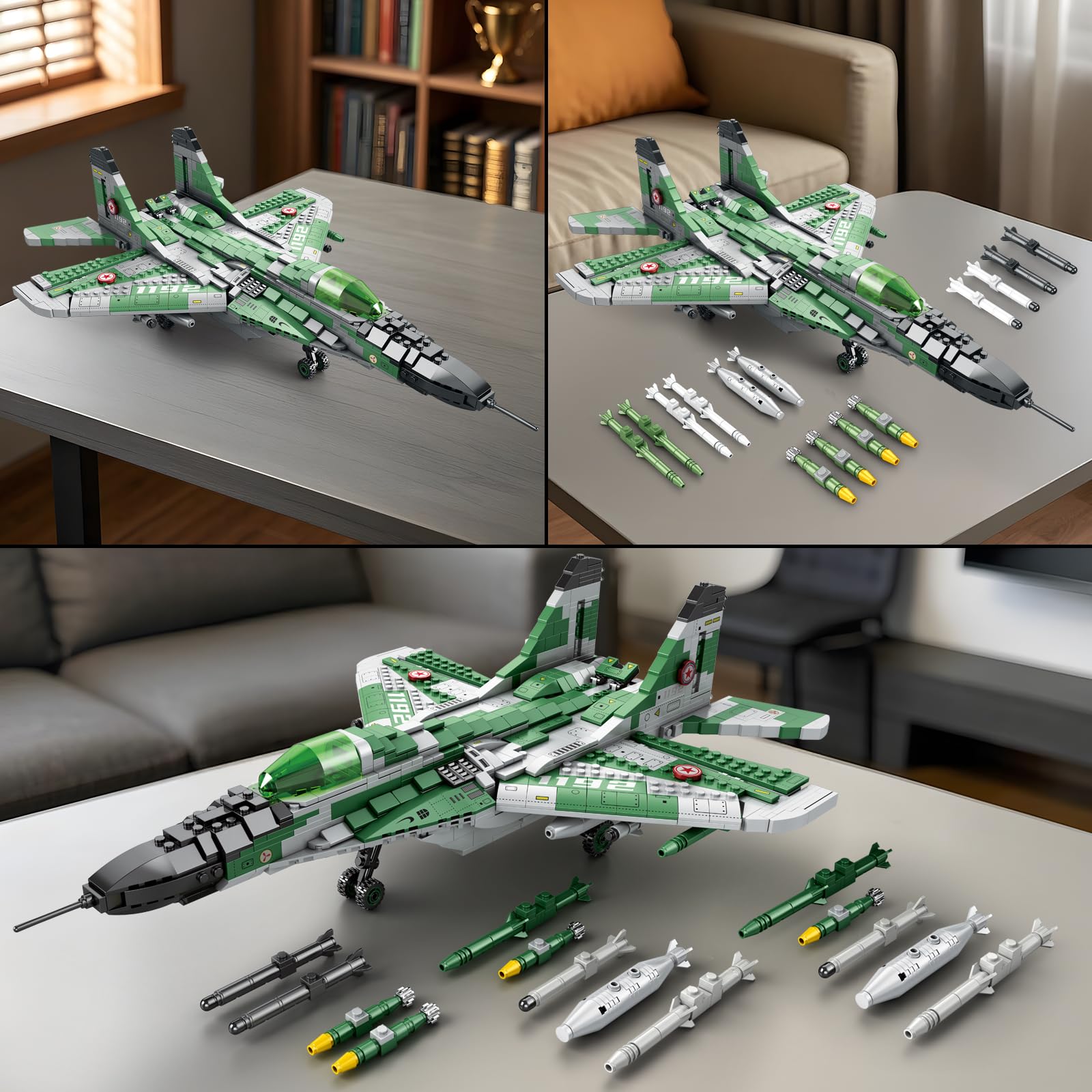 Reobrix Fighter Jet Building Sets for Adults, Military Fighter Display Model 33024, Technical Military Plane Collectible Set, Toys Gifts for Aviation Fans Boys Girls 14+ (1387 PCS)