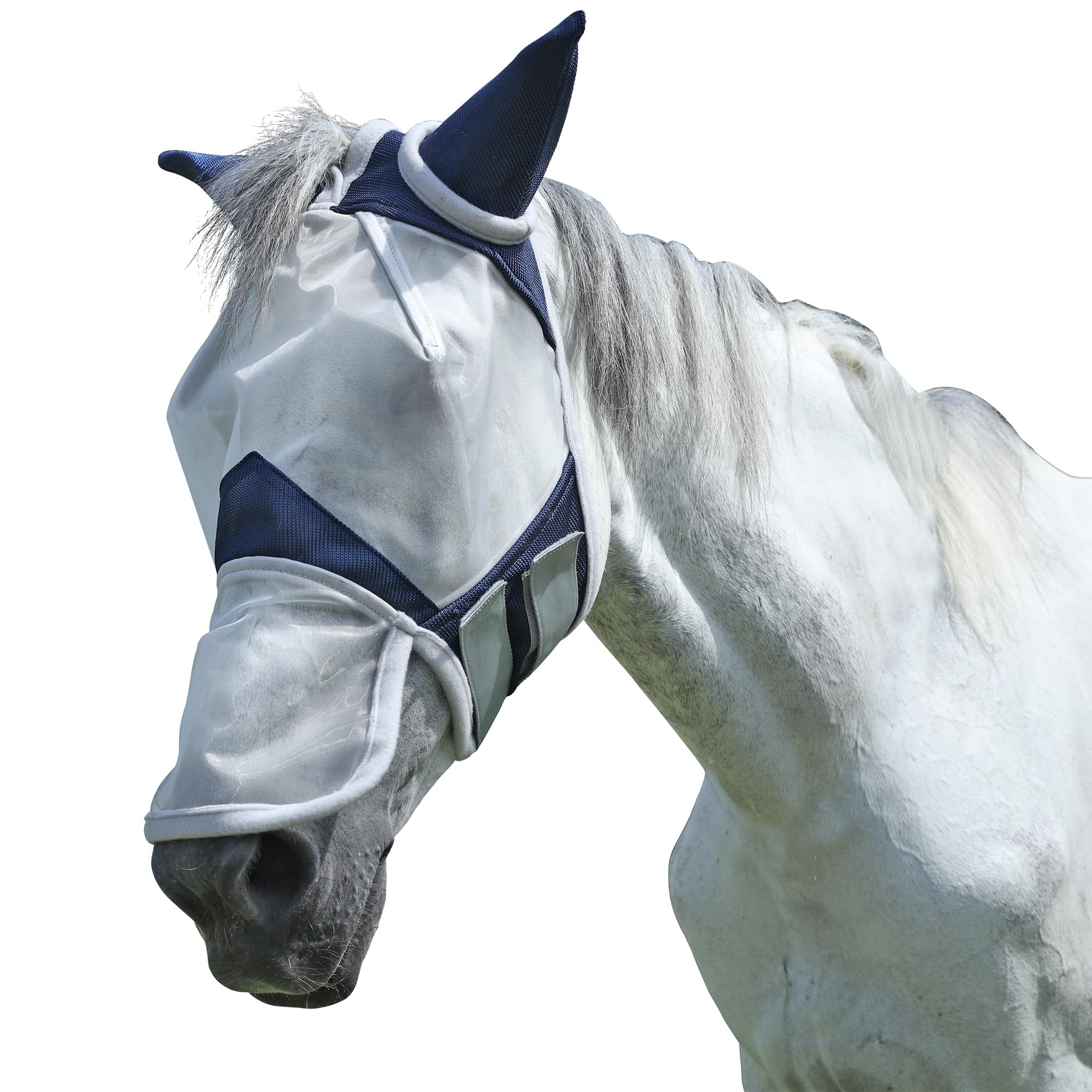 Leberna Horse Fly Mask with Ears and Nose Cover (Navy, Pony)