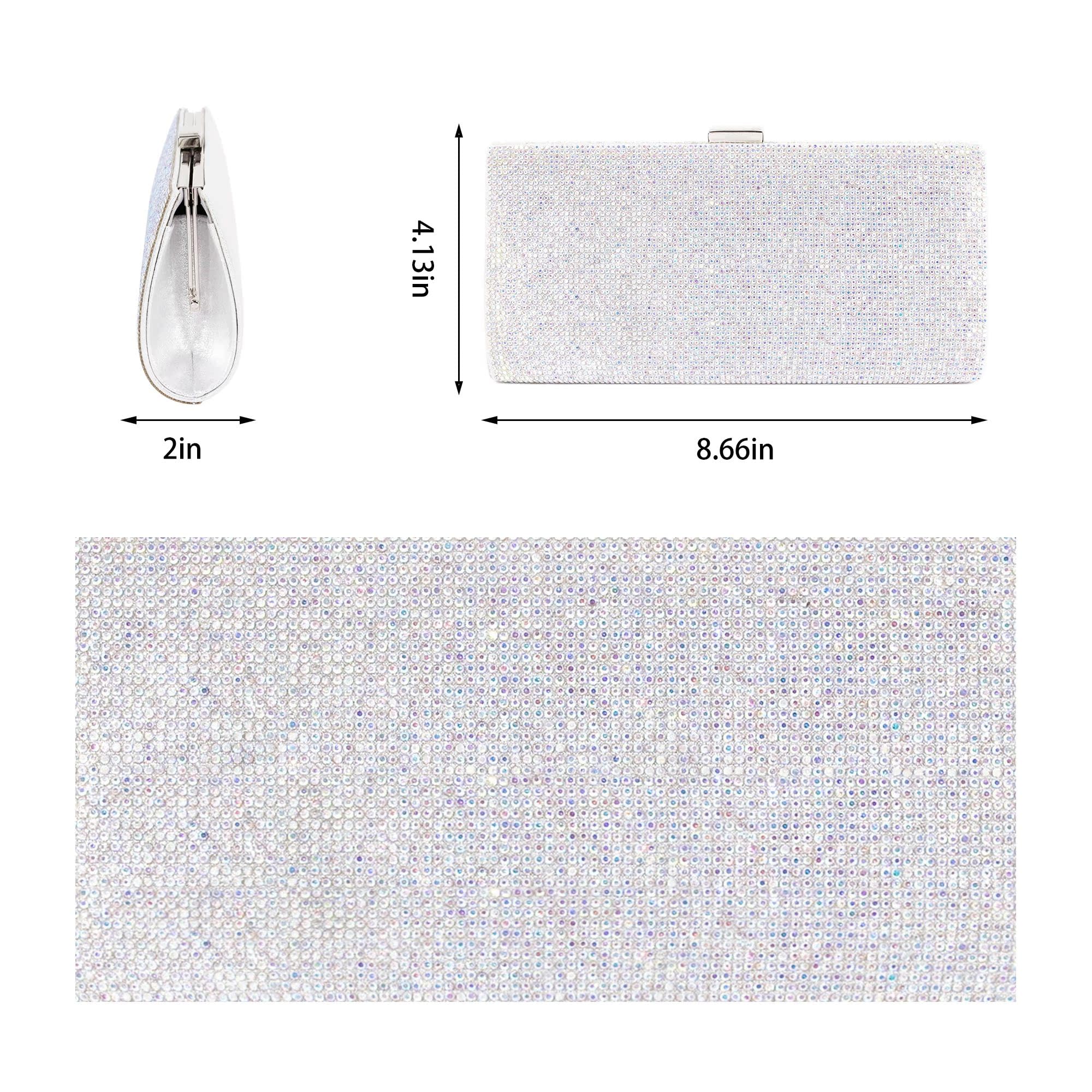 Elenint Women's Handbag Clutch Purse Shiny Rhinestone Evening Bag for Wedding Party Bridal Prom, Twinkle Colorful Rhinestone Hasp