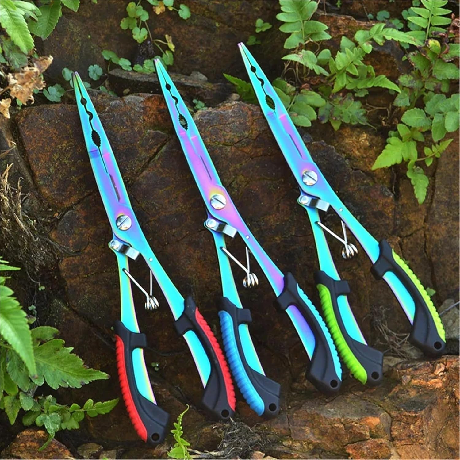 Multifunctional Straight Nose Fishing Pliers Color Titanium Anti‑Slip Ergonomic Angling Equipment(Red)