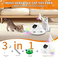 Vista 4 de 3-in-1 Cat Laser Toy & Interactive Automatic Motion-Activated Kitten Toy – 6 Holes Whack-A-Mole Feather & Moving Ambush Fun – USB Rechargeable