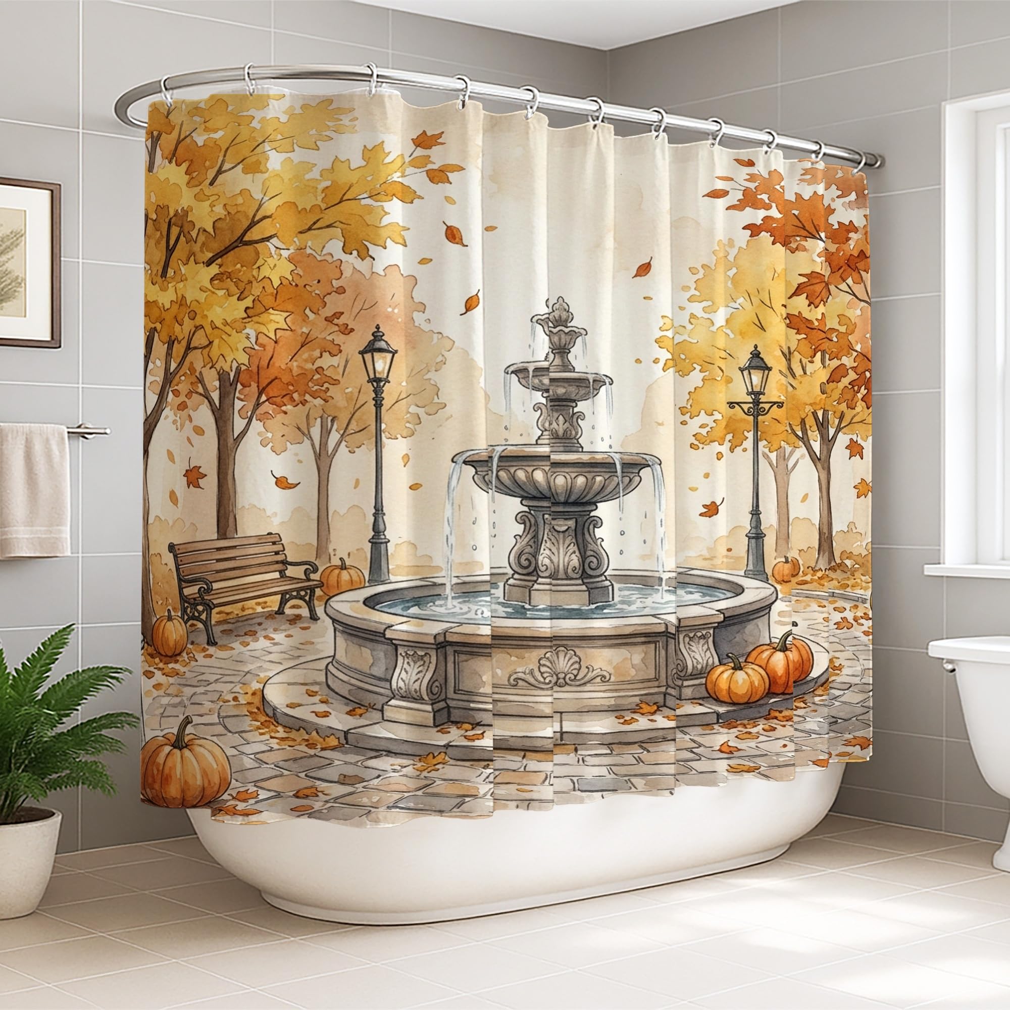 Rideau de douche grand format polyester imperméable citrouilles