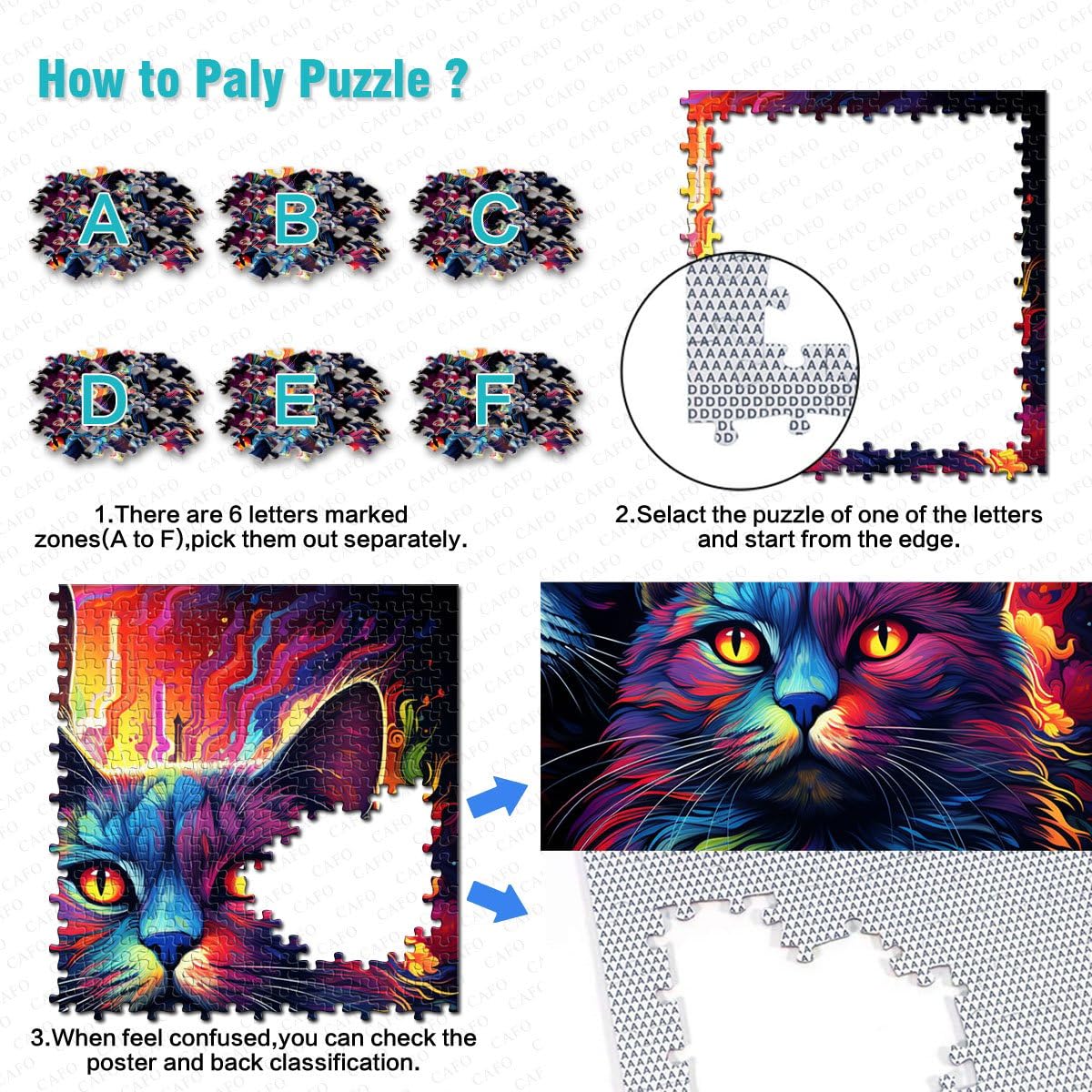 Puzzle adulto gato fantasía raro, rompecabezas adulto 2000 piezas, 70 cm x 100 cm, cartas grises, para adultos y familias, juguetes educativos, juegos en familia