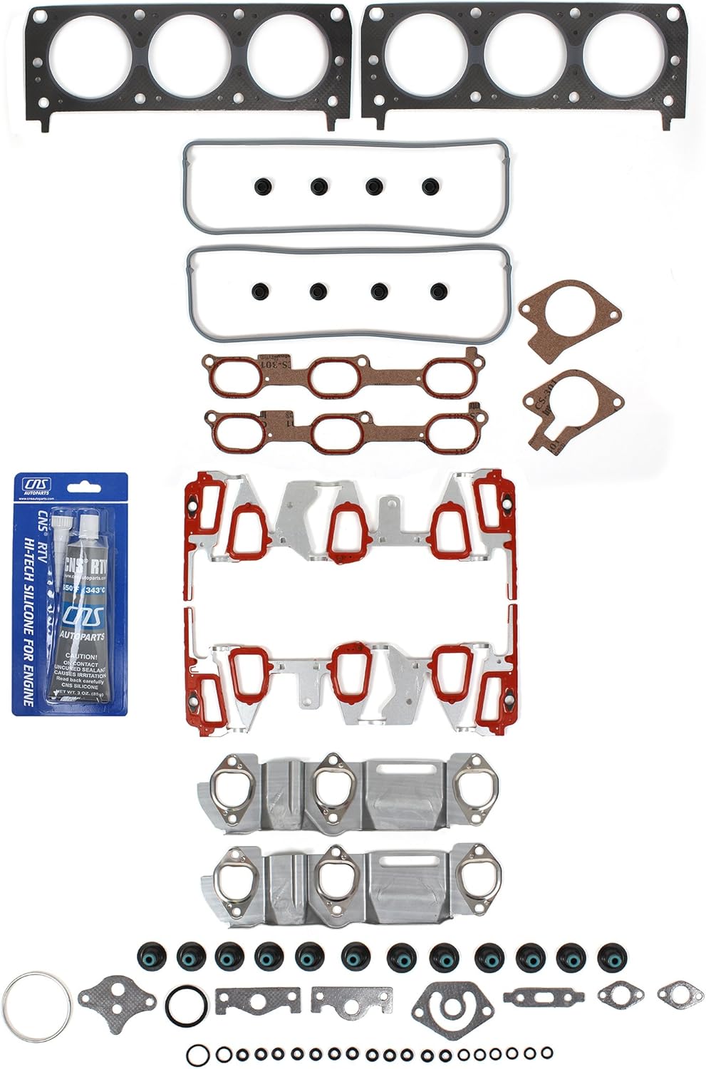 CNS Cylinder Head Gasket Set Compatible with Buick/Chevrolet/Oldsmobile/Pontiac 3.1L / 3.4L V6 OHV 12V VIN"J""E"