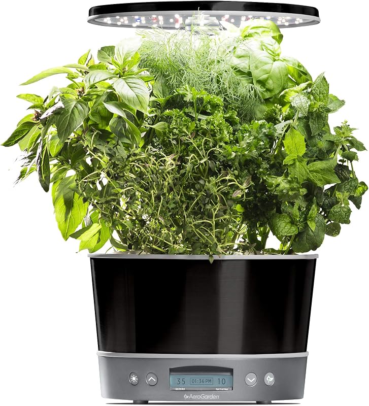 Harvest Elite 360, Platinum Stainless | Indoor Garden with LED Grow Light and a Seed Pod Kit
