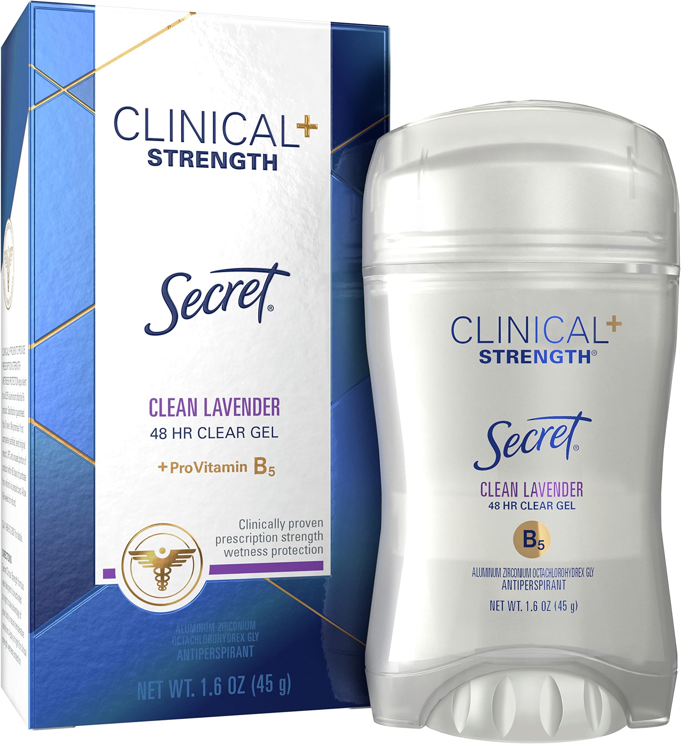Secret Antiperspirant and Deodorant for Women, Clinical Strength Clear Gel, Clean Lavender Scent, 1.6 Oz Pack of 12