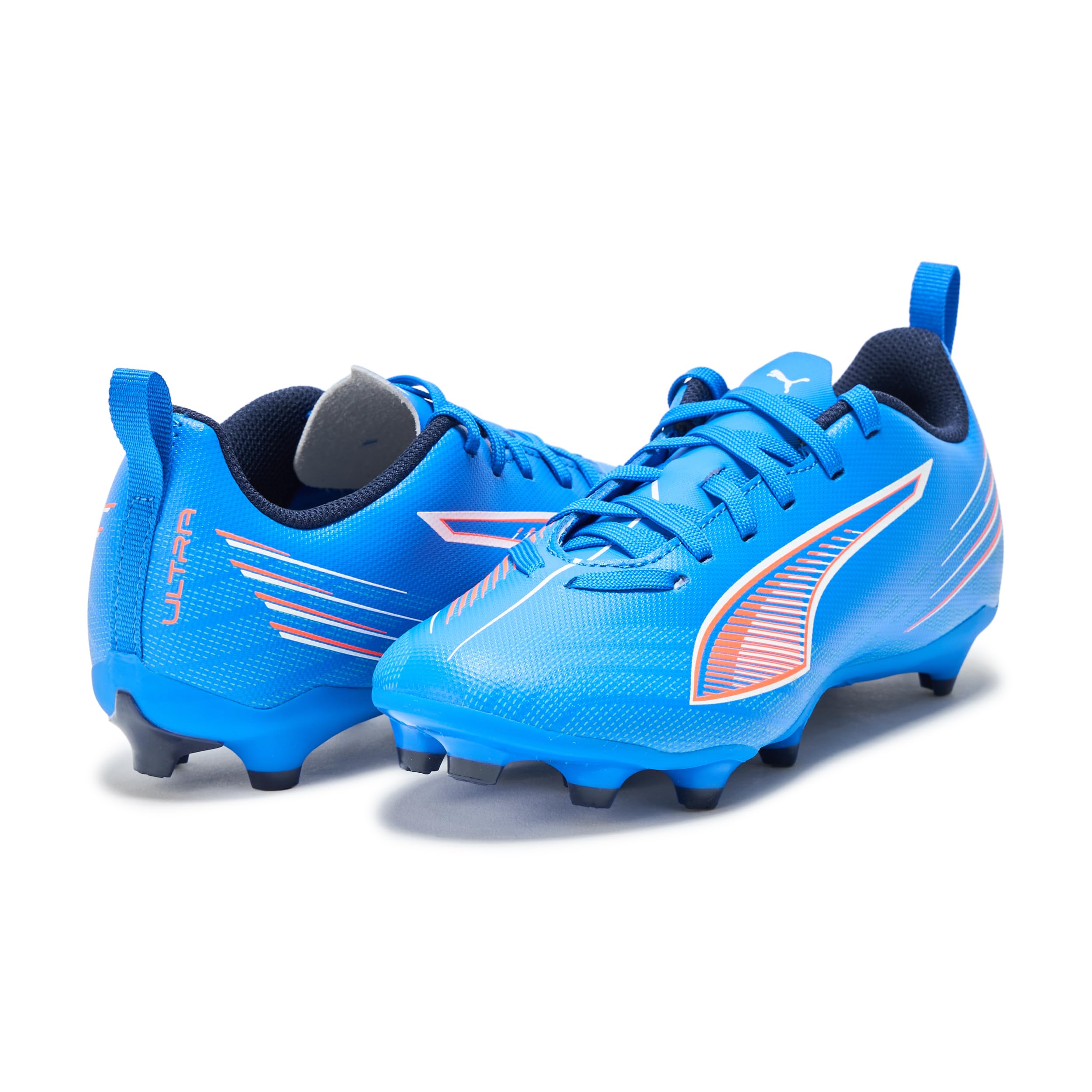 Puma Unisex dziecięce Play Firm, Artificial Ground Soccer Cleats Sneaker, Ultra Blue-White-Glowing Red Ah25