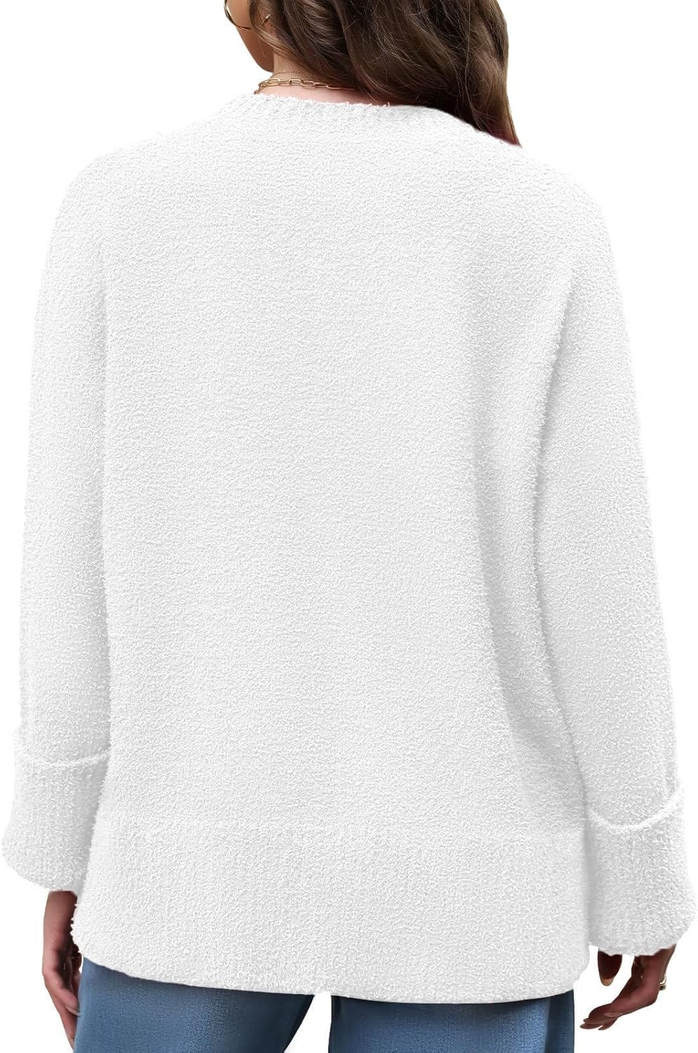 Women's Fuzzy Knit Sweaters Trendy Crewneck Pullover Tops Fall Winter Fashion Outfits - Image 5