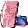iPhone 17 Pro ウォレットケース、フリップフォリオカバー、スタンド機能付きフリップフォリオカバー、女性用、メンズ、PU レザー電話ケース iPhone 17 Pro 6.3インチ用 ピンクガール