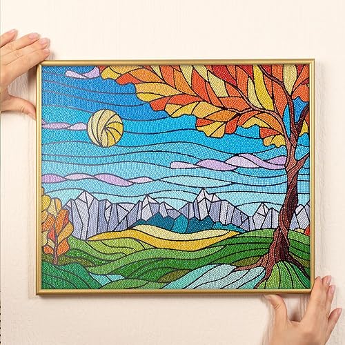 Miniatura 5 de DIAMOND ART BY LEISURE ARTS Kits de pintura de diamantes para adultos de 16 x 20 pulgadas, vista avanzada de vidrio tintado, taladro completo, kits