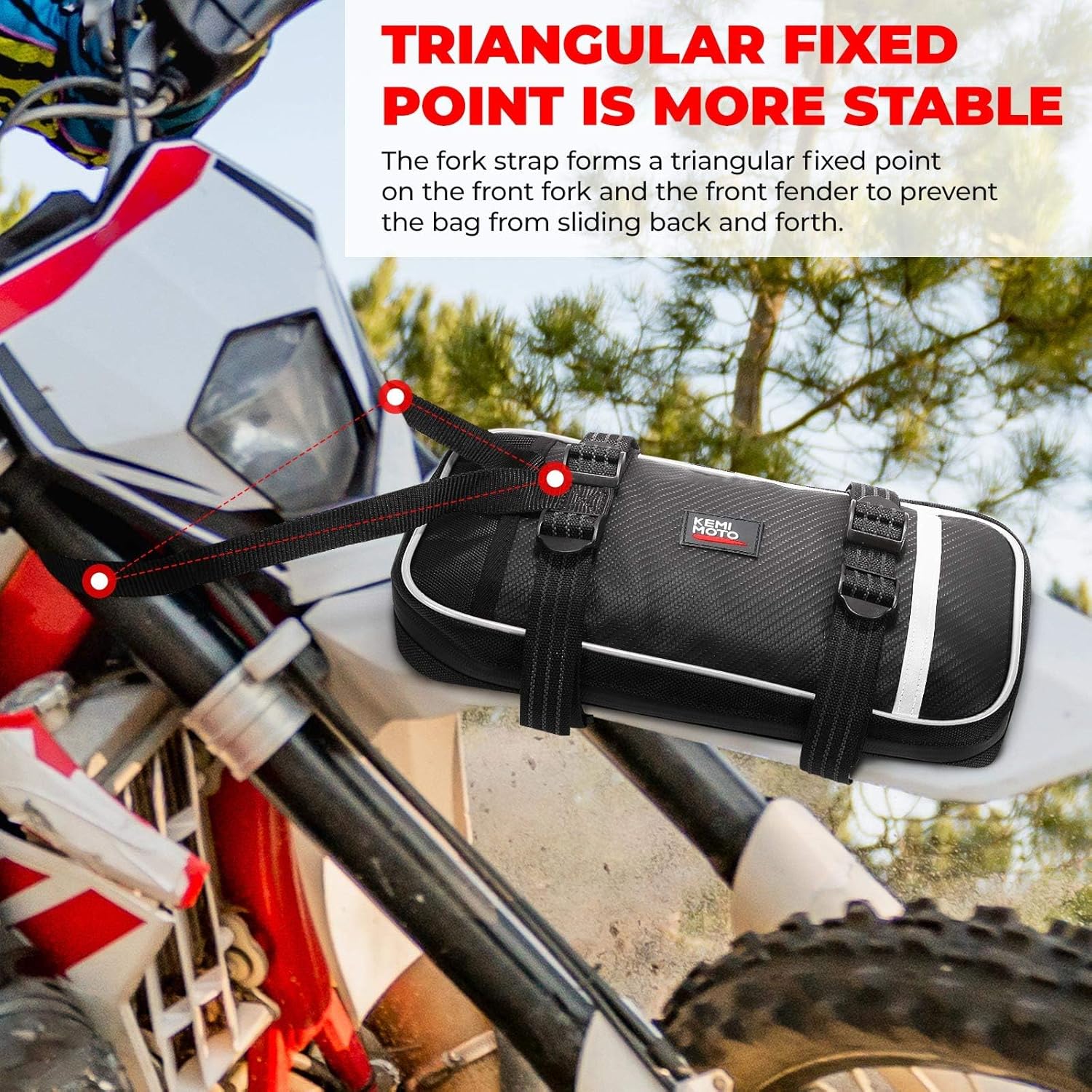 KEMIMOTO Dirt Bike Front Fender Bag Motorcycle Enduro Tool Roll Bag Motocross Off Road Bike No Drilling