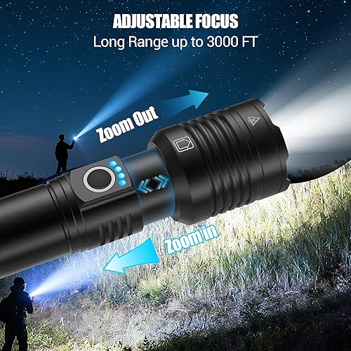 Miniatura 3 de Linternas recargables de alto lúmenes, un solo modo, paquete de 2, súper brillante, potente LED de 30 W, larga duración de 12 horas, entrada y