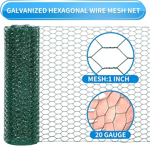 Miniatura 13 de Valla de malla de alambre de pollo negro de 12 x 150 pies, red galvanizada de calibre 20 y rollo de valla de malla de jardín de 1 pulgada, alambre