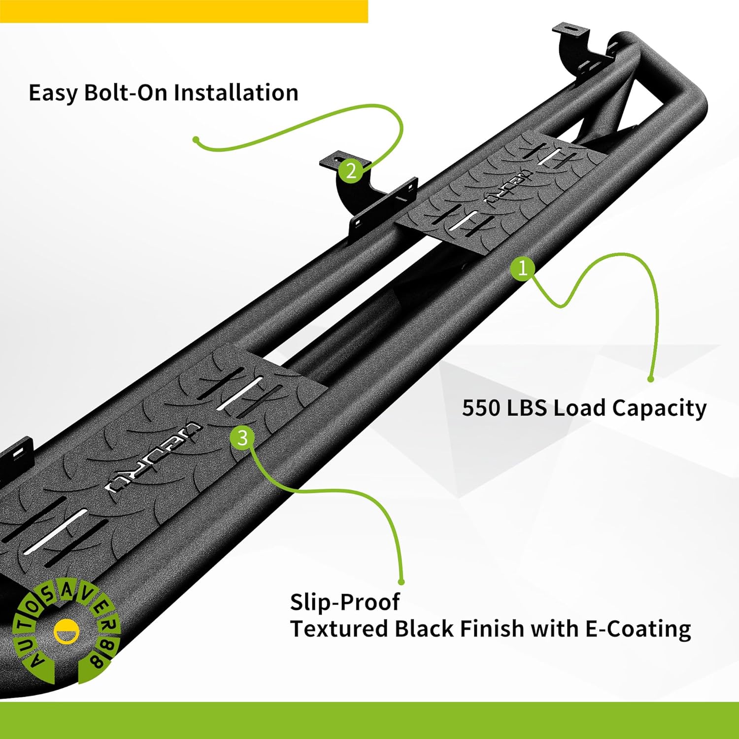 Running Boards Compatible with 2018-2026 Jeep Wrangler JL 4 Doors, 6 Inches Bolt-On Side Steps, Textured Black Carbon Steel Rails Tube Nerf Bars