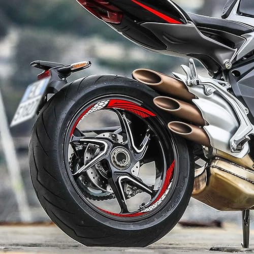 Miniatura 8 de MC MOTOPARTS Calcomanías para llantas de 17 pulgadas compatibles con YZF R1 R6 R3 MT03 TRACER 900 700 MT10 XSR700 (rojo)