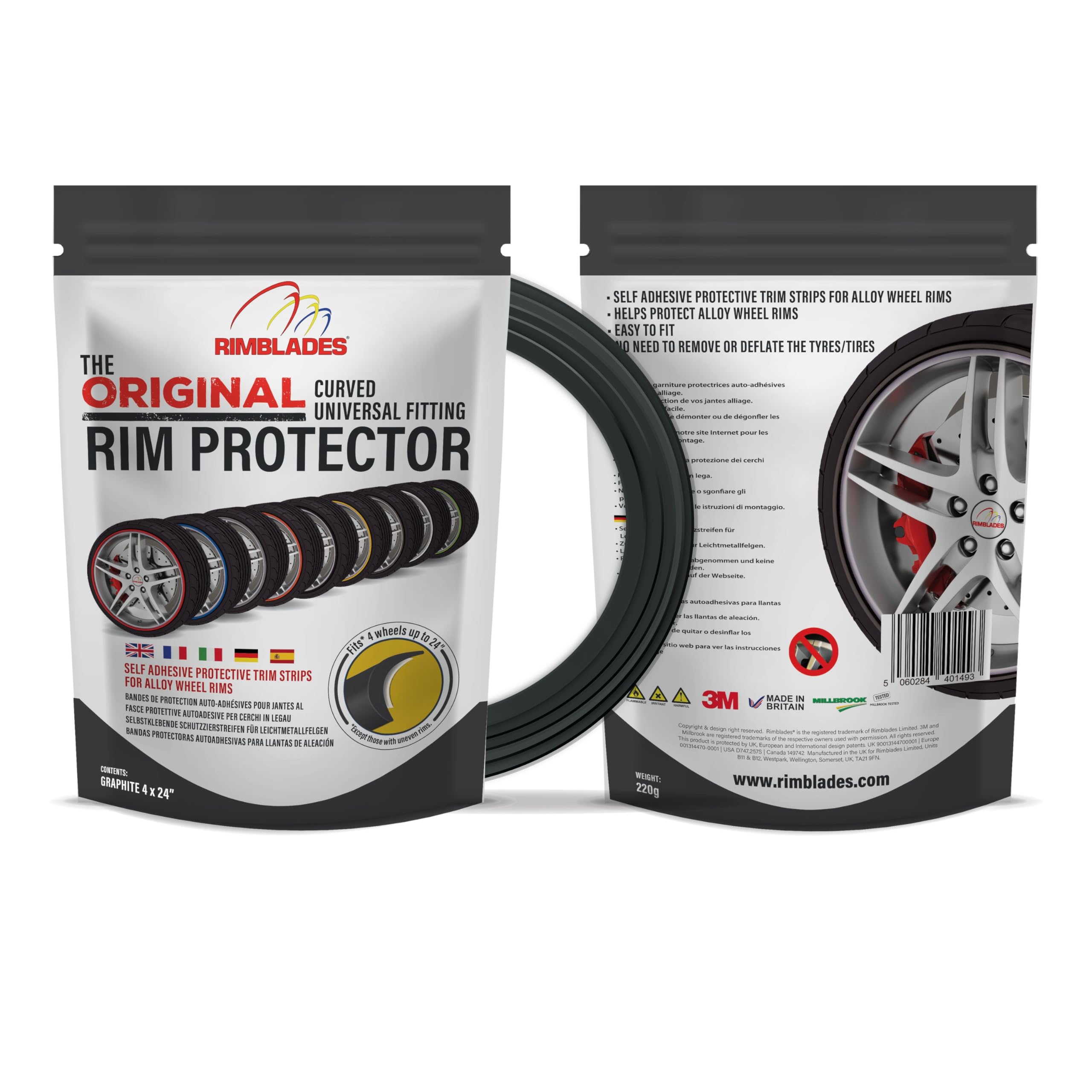Aroba Rimblades Original GRAPHITE NEU 2024 universal FELGENSCHUTZ & STYLING Felgenschutzring Alu Felgen Ringe Felgenrandaufkleber Felgenstyling Felgenhornschutz Rim Protector Ringz