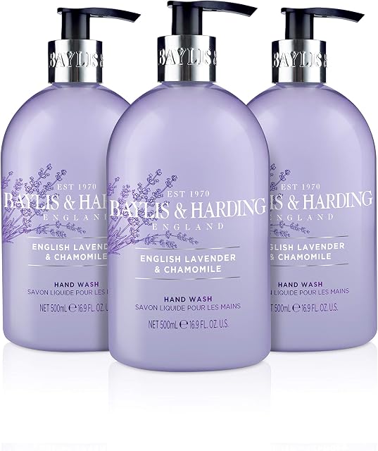 Baylis & Harding English Lavender and Chamomile Hand Wash, 500 ml, Pack of 3 (Packaging May Vary) - Vegan Friendly