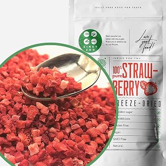 Freeze Dried Strawberry Pieces | 100% Natural Premium Fruit Skinny Sprinkles Strawberry Bits | Raw Baking, Smoothies or Cake Decoration Make Freeze Dried Sweets | Dry Strawberries Pieces | ZingyZoo