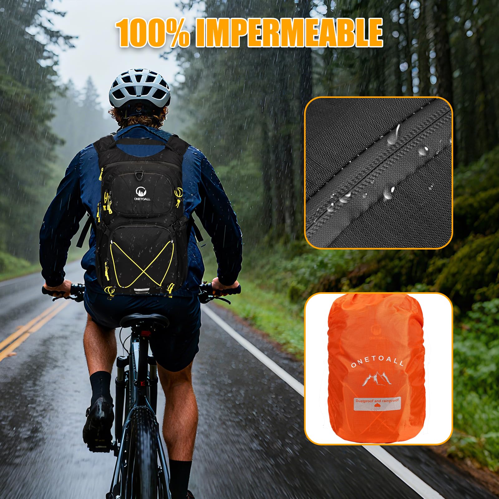 Mochila Hidratación con Bolsa de Agua 2L y Funda, Mochila Senderismo 20l Impermeable, Mochila Ciclismo Running Hombre Mujer Ligero para Bicicleta Montaña MTB Trekking Esquí Moto