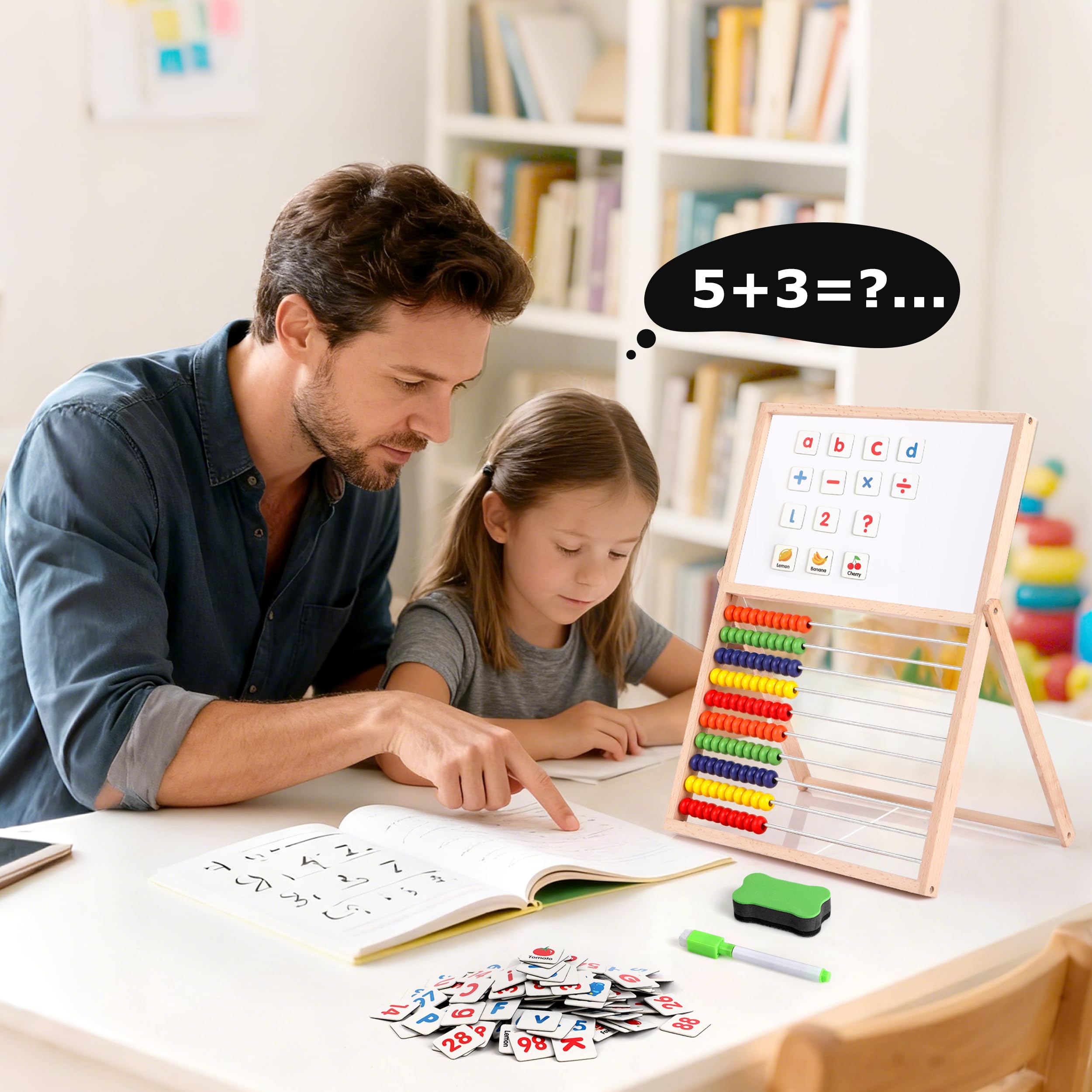 Letras y números magnéticos, ábaco para niños, matemáticas, imanes de nevera, caballete para niños, imanes del alfabeto, letras magnéticas del alfabeto, juguetes educativos de aprendizaje, regalos 7